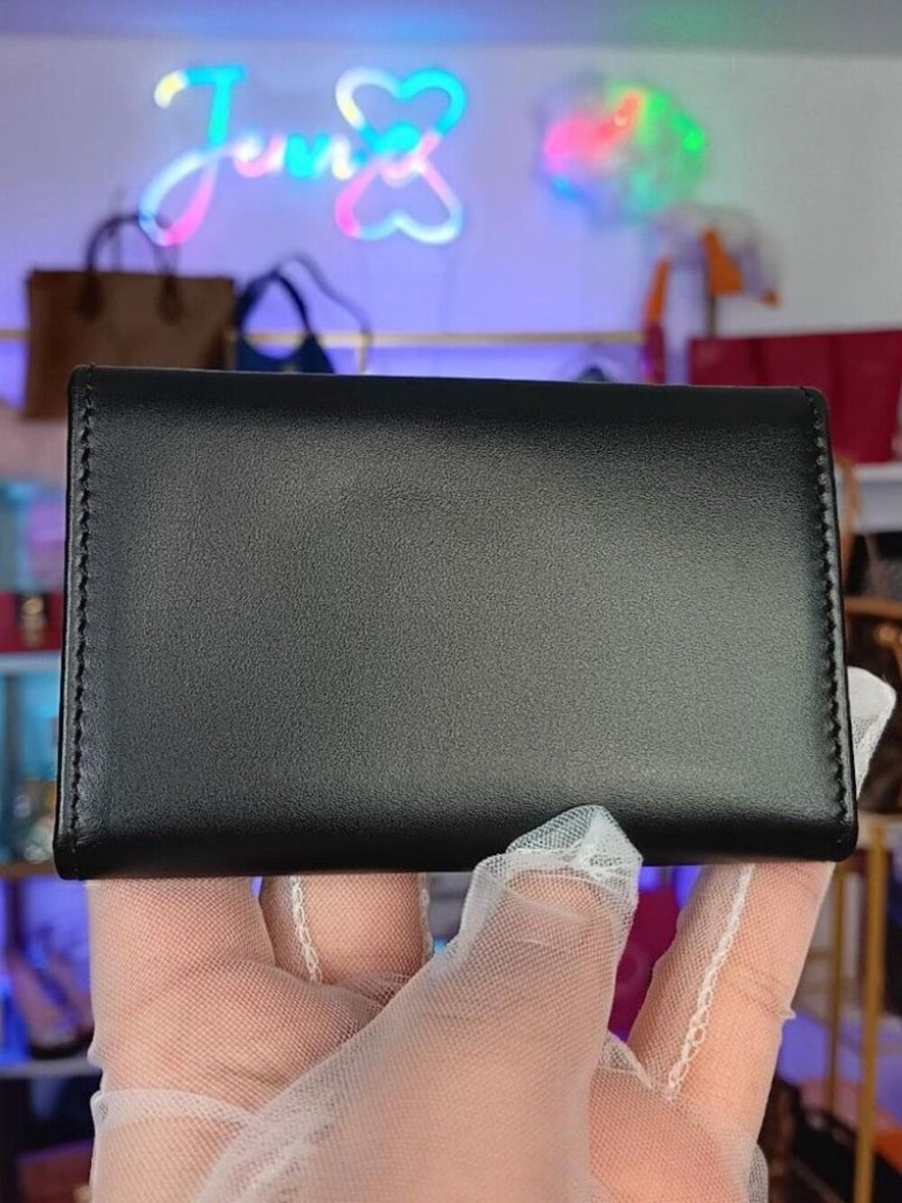 Prada Black Smooth Leather 6 Silver Ring Key Case Pouch - Picture 5 of 10